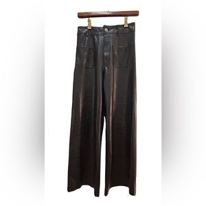 ZARA High-Waisted Faux Leather ZW Marine Straight Pants Size 4